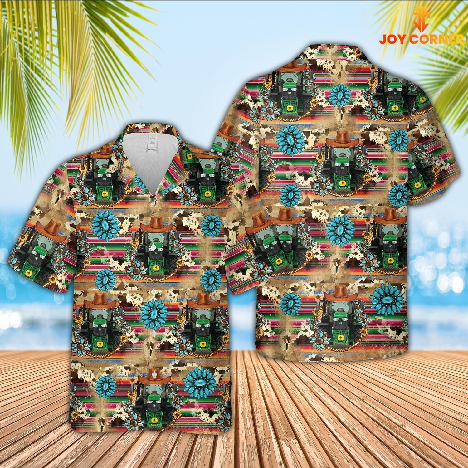 Tractor Cowboy Pattern 3D Hawaiian Shirt