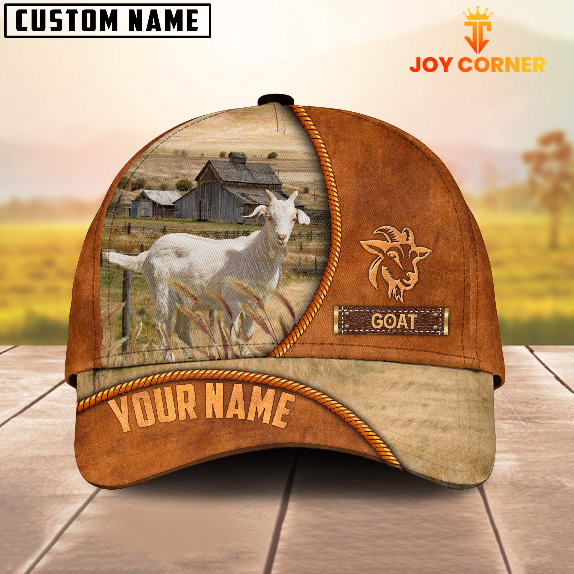 Custom Name Goat Leather Pattern Cap