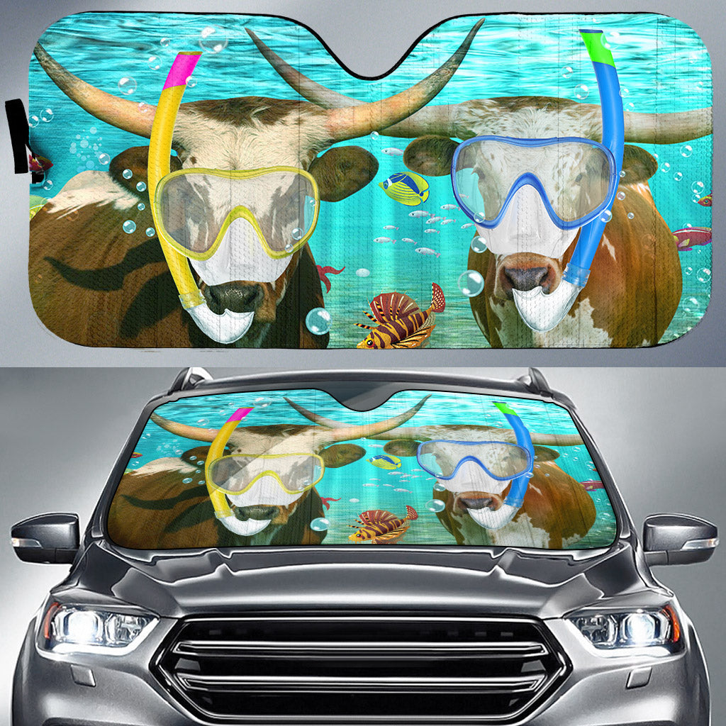Texas Longhorn Diving All Over Printed 3D Sun Shade