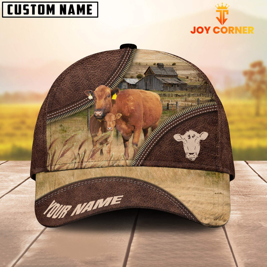 Red Angus On The Farm Customized Name 3D Brown Cap