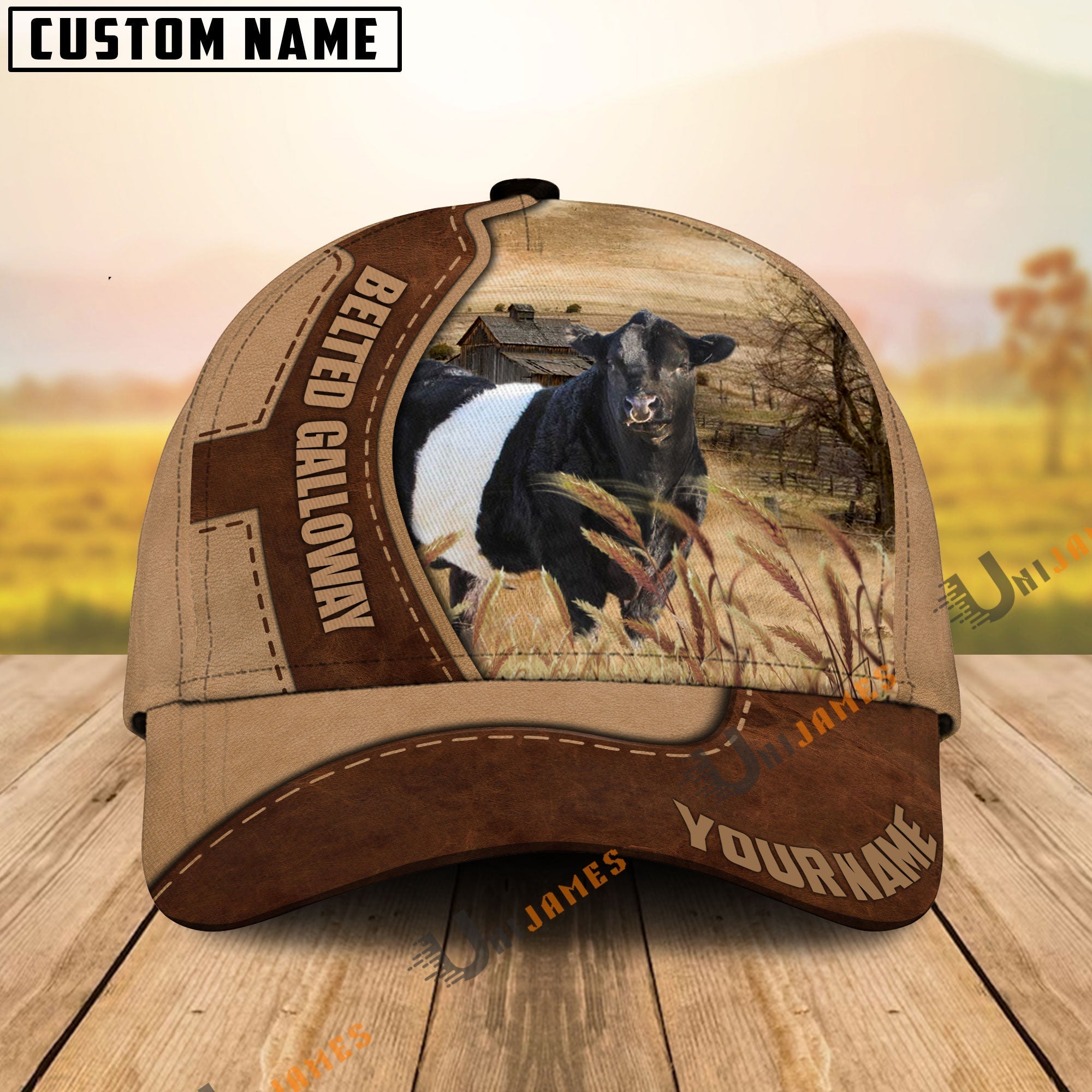 Belted Galloway Suede Pattern Customized Name Cap