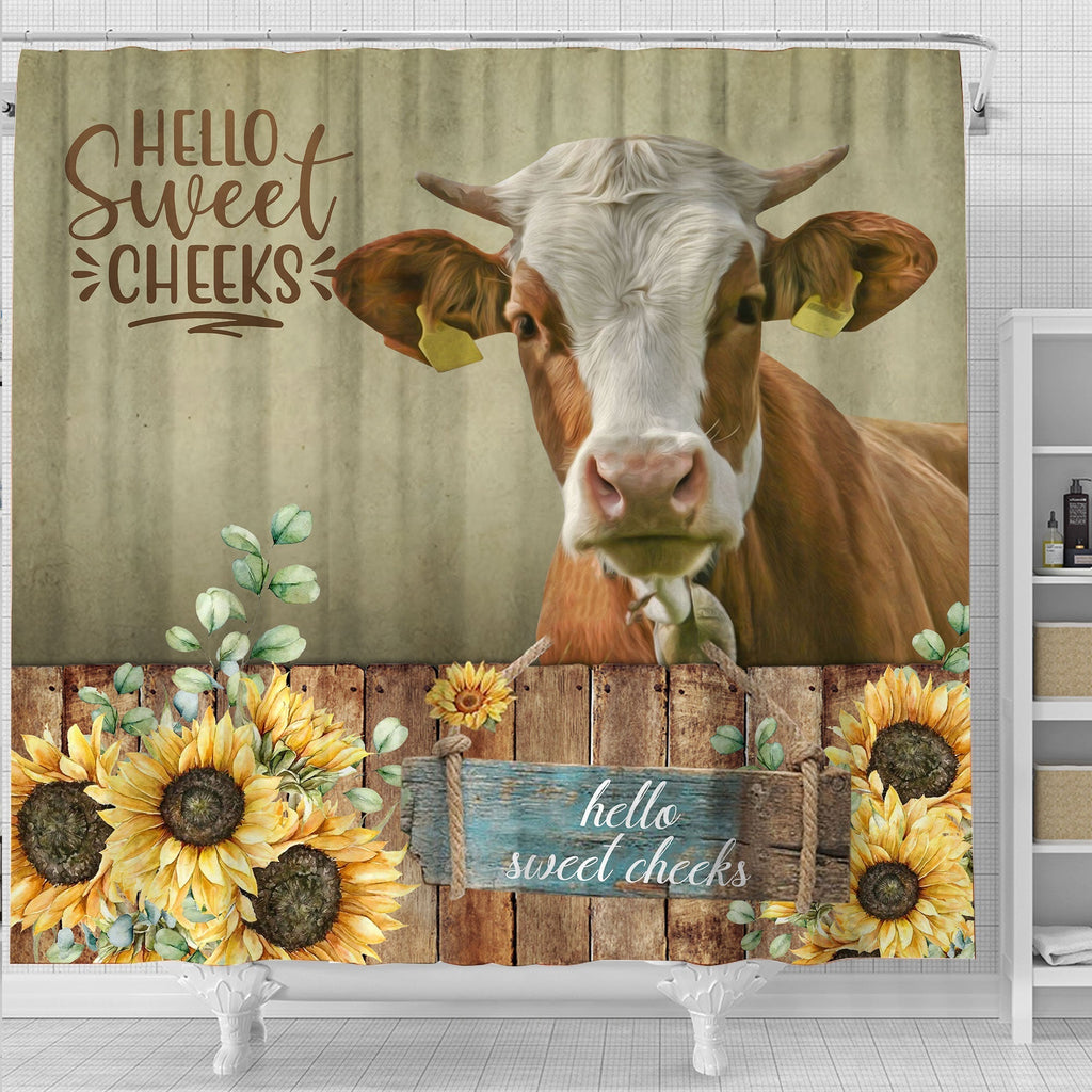 Simmental Hello Sweet Cheeks 3D Shower Curtain