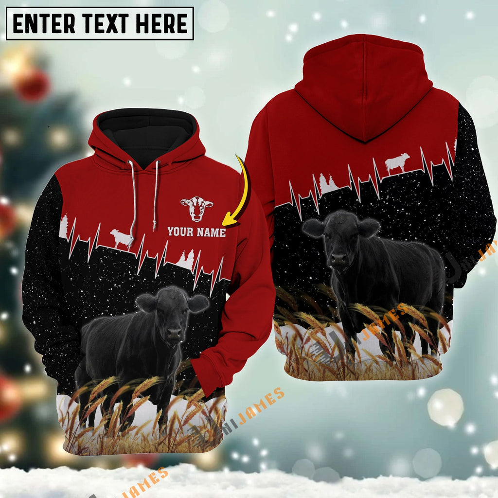 Personalized Name Black Angus Xmas Hoodie