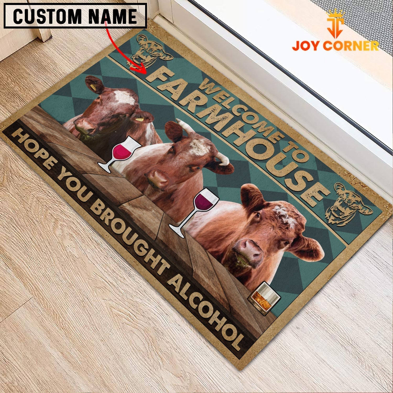 Shorthorn Hope You Bought Alcohol Custom Name Doormat
