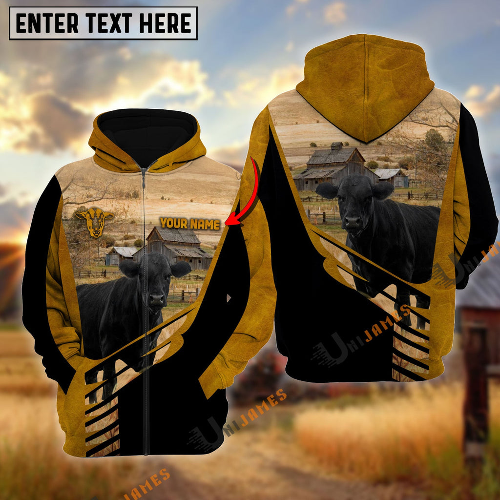 Lucky Black Angus On Farm Personalized Name Hoodie