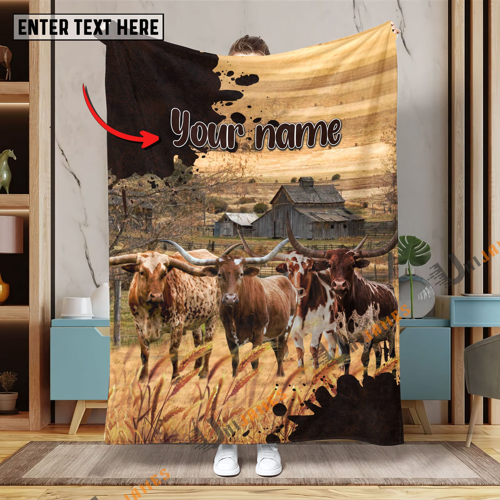 Personalized Name Diligent Texas Longhorn Blanket
