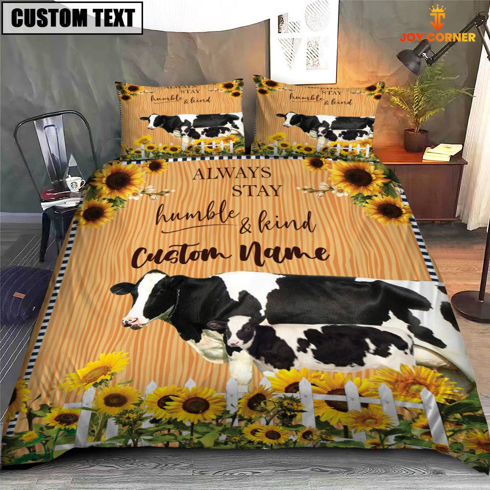 Holstein Stay Humble And Kind Custom Name Bedding Set