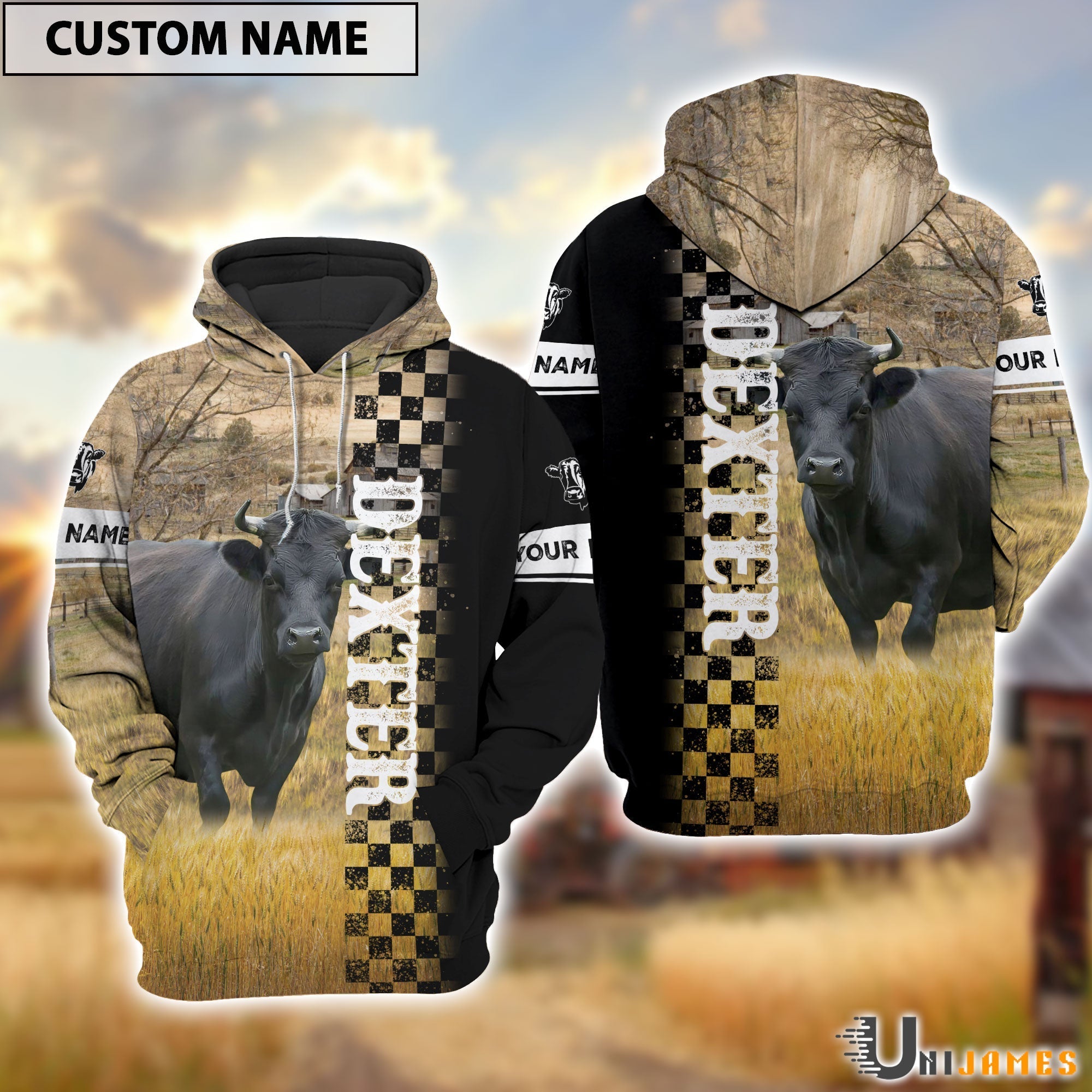 Personalized Name Dexter Day & Night On The Farm 3D Hoodie