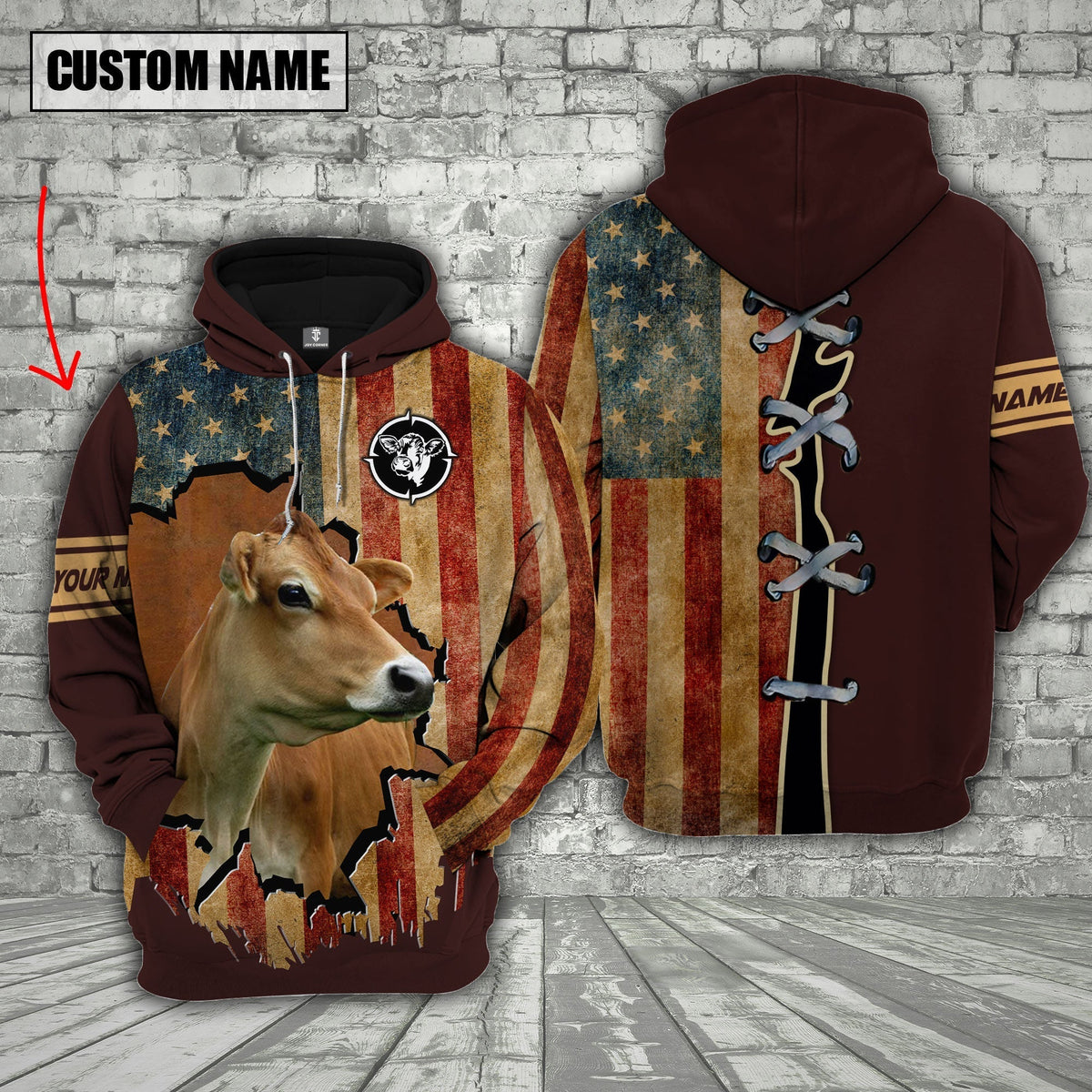 Jersey US Flag Retro Personalized 3D Hoodie
