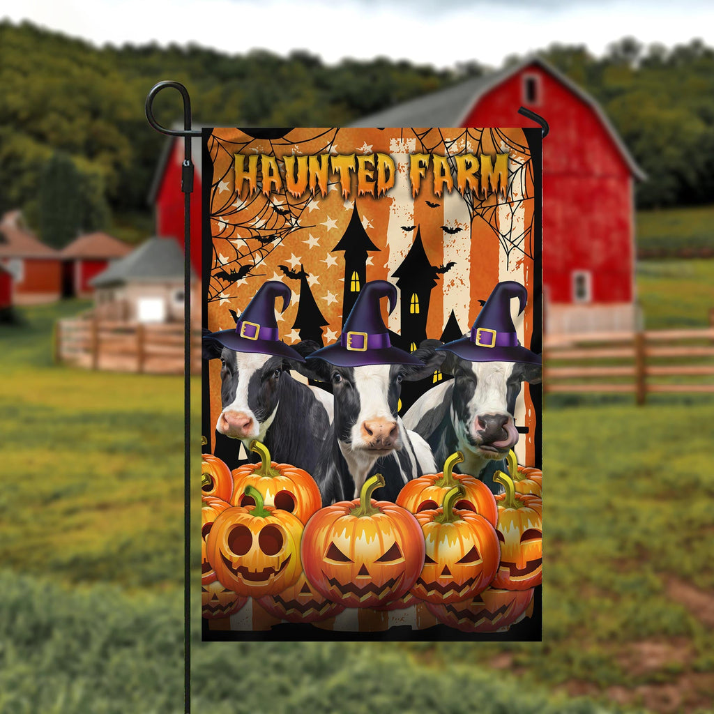 Holstein Cattle Haunted Farm Halloween Flag