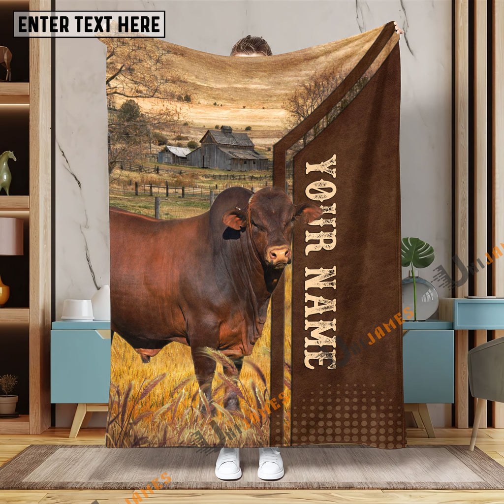 Personalized Name Beefmaster Farming Life Pattern Blanket