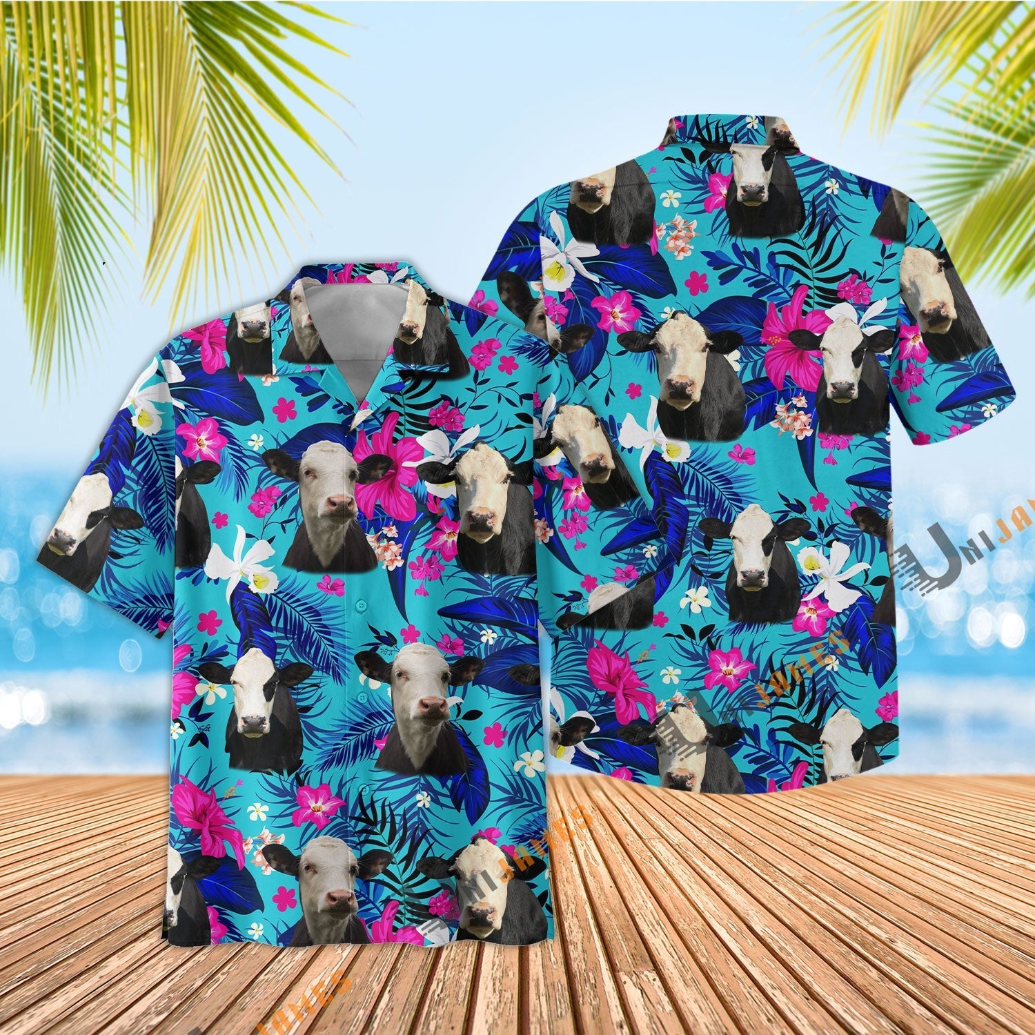 Black Baldy Cool Flower Color Hawaiian Shirt