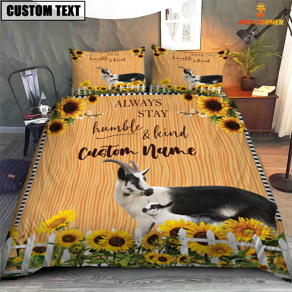 Goat Stay Humble And Kind Custom Name Bedding Set