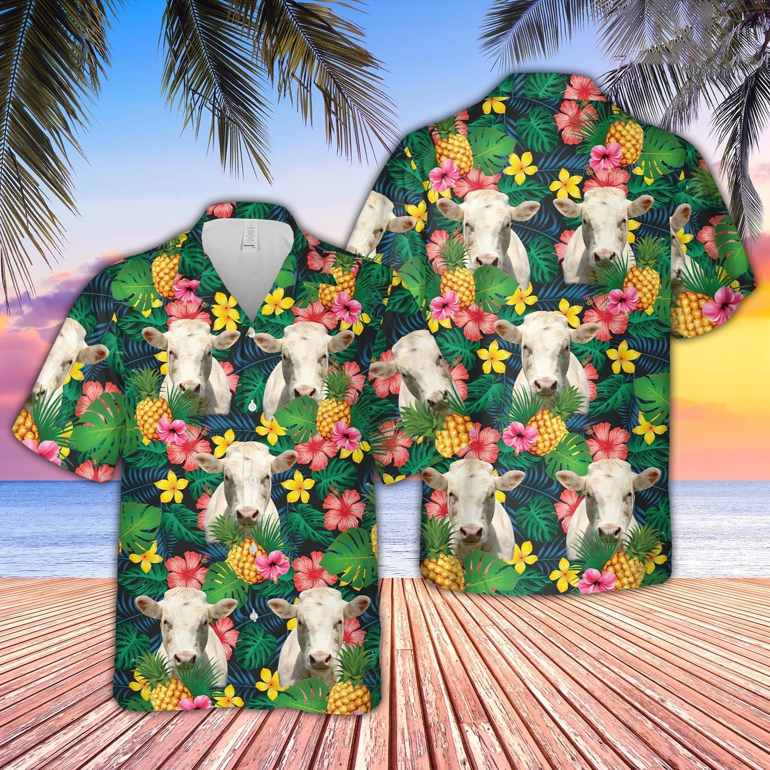Charolais Summer Pattern 3D Hawaiian Shirt