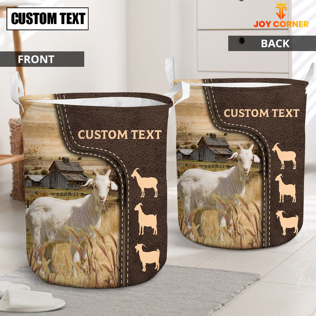 Goat Custom Name Leather Pattern Laundry Basket