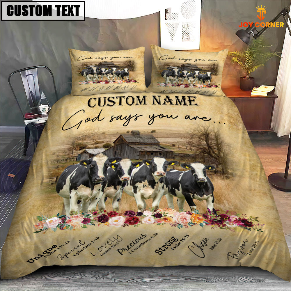 Holstein God Says You Are Custom Name Bedding Set