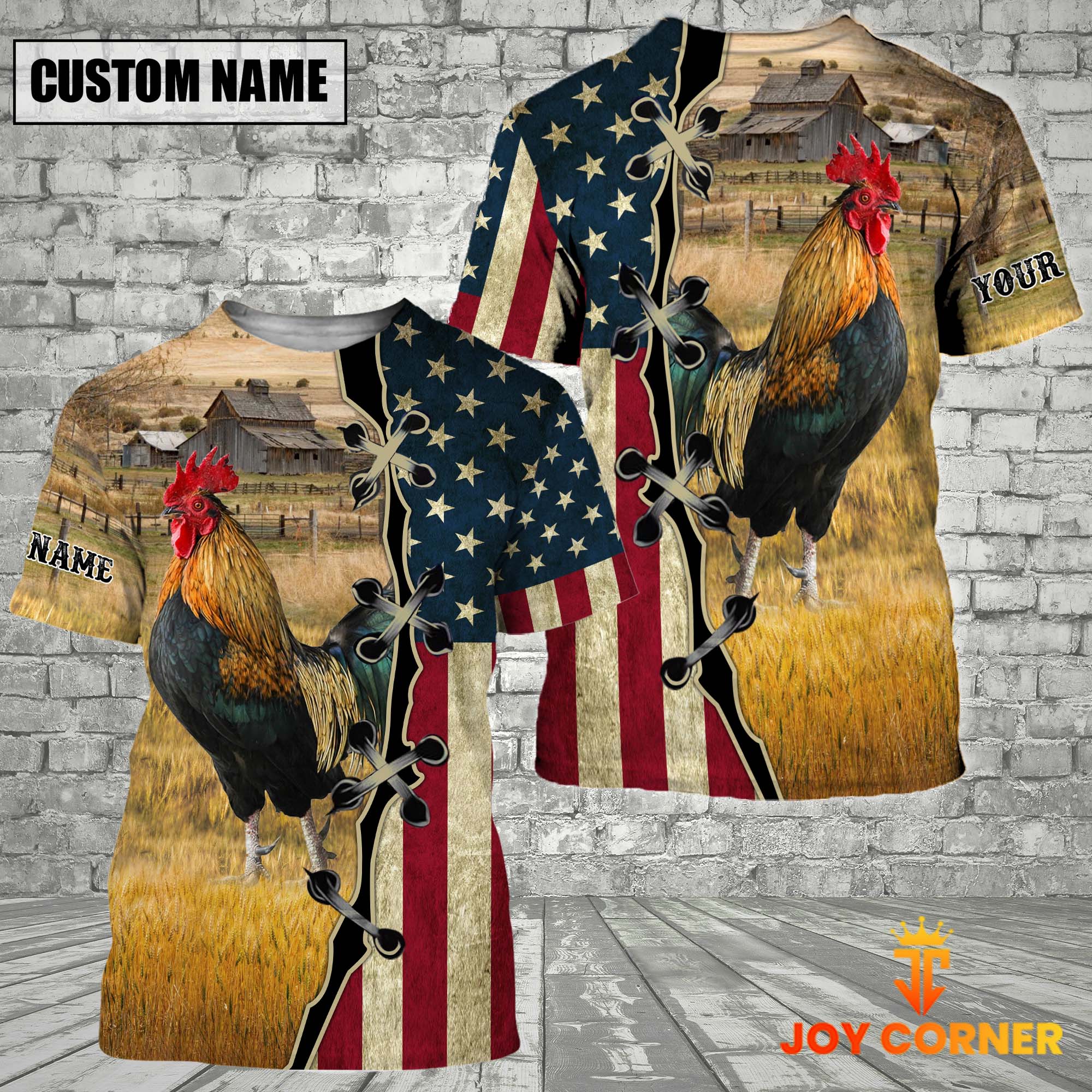 Black Horse On Farms Custom Name American Flag 3D Shirt