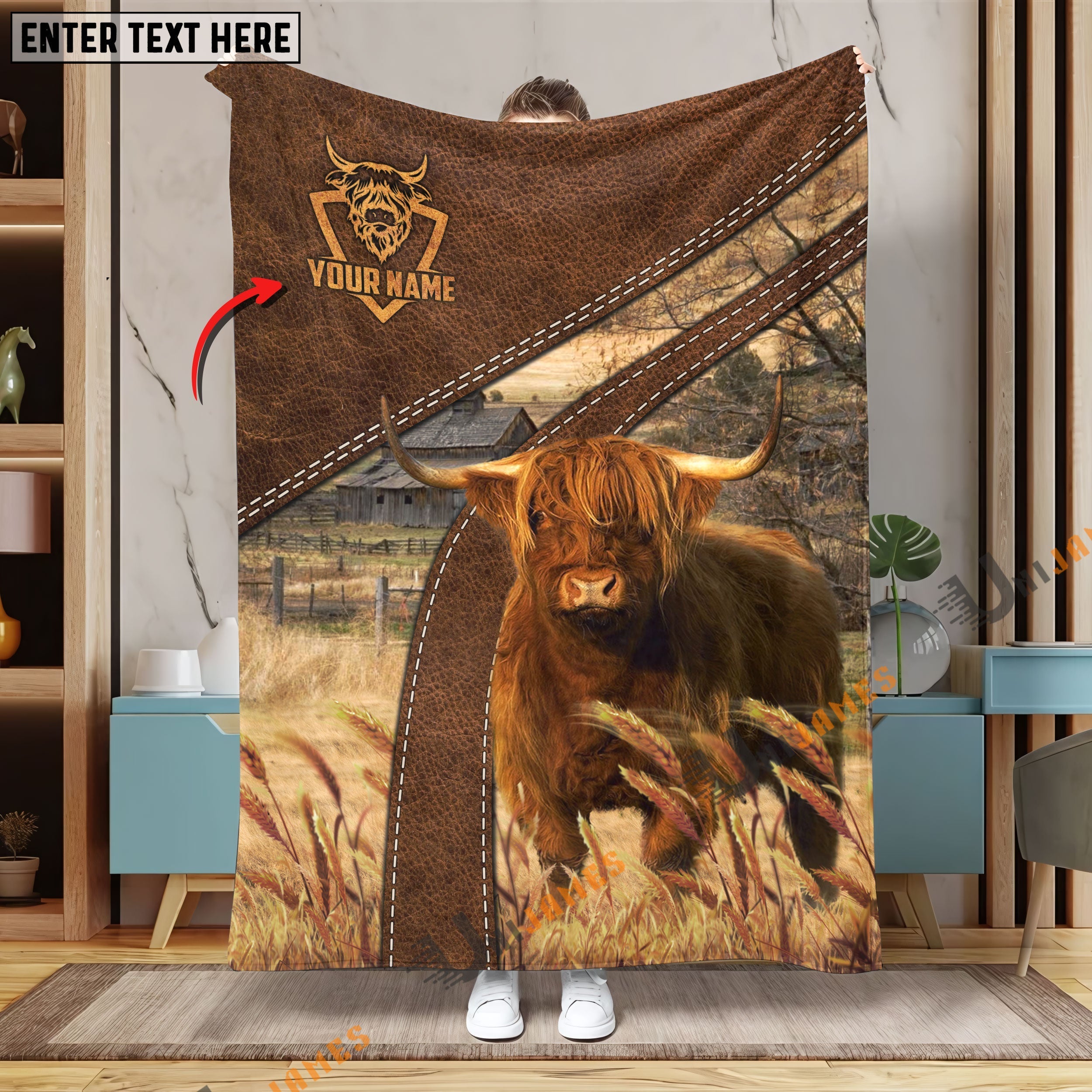 Personalized Name Highland Brown Blanket