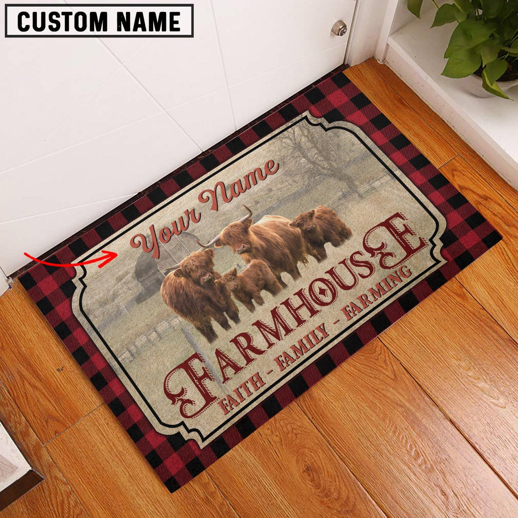 Highland Faith Family Farming Custom Name Doormat