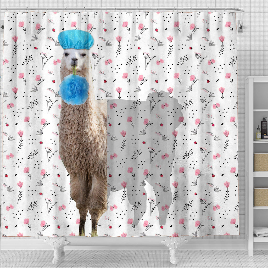 Llama Flower 3D Shower Curtain