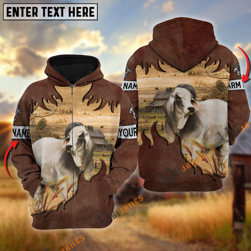 Brahman Brown Hair Pattern Personalized Name 3D Hoodie