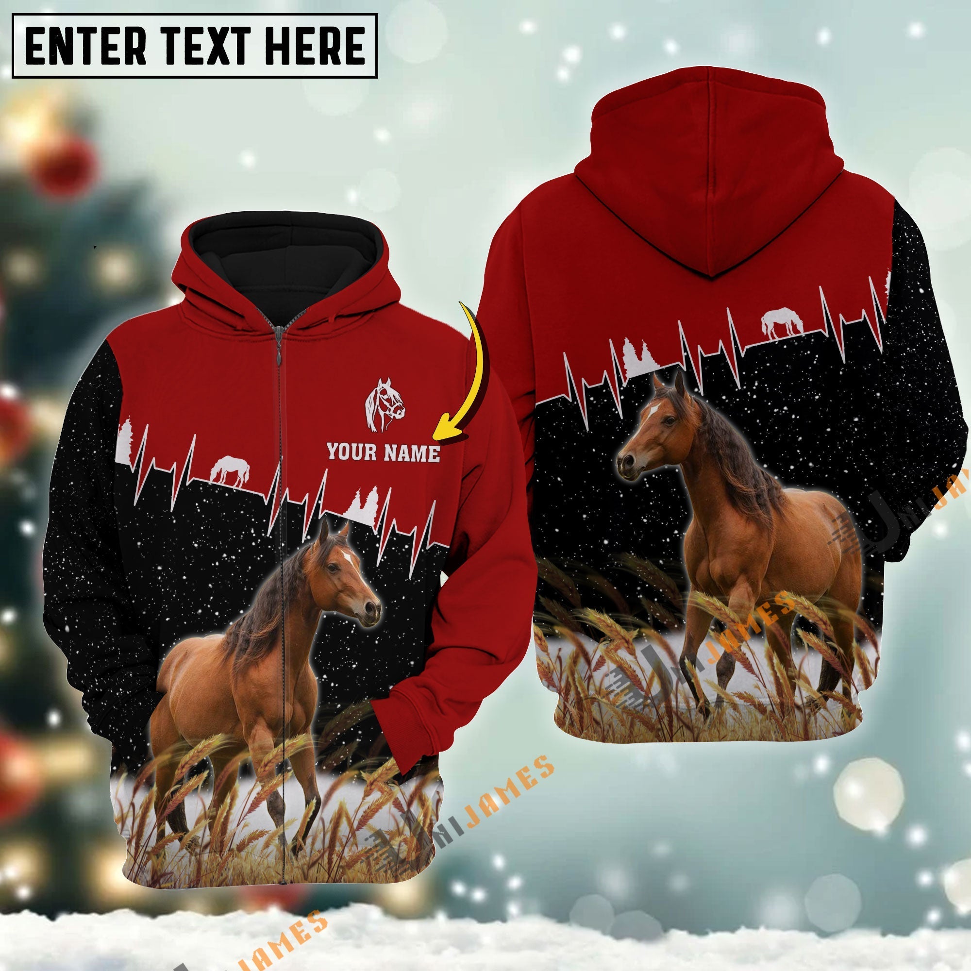 Personalized Name Horse Xmas Hoodie
