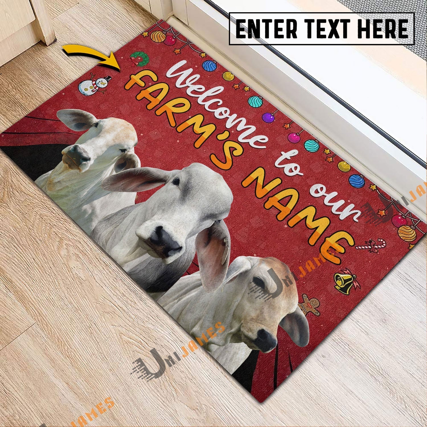 Brahman Christmas Custom Name Doormat