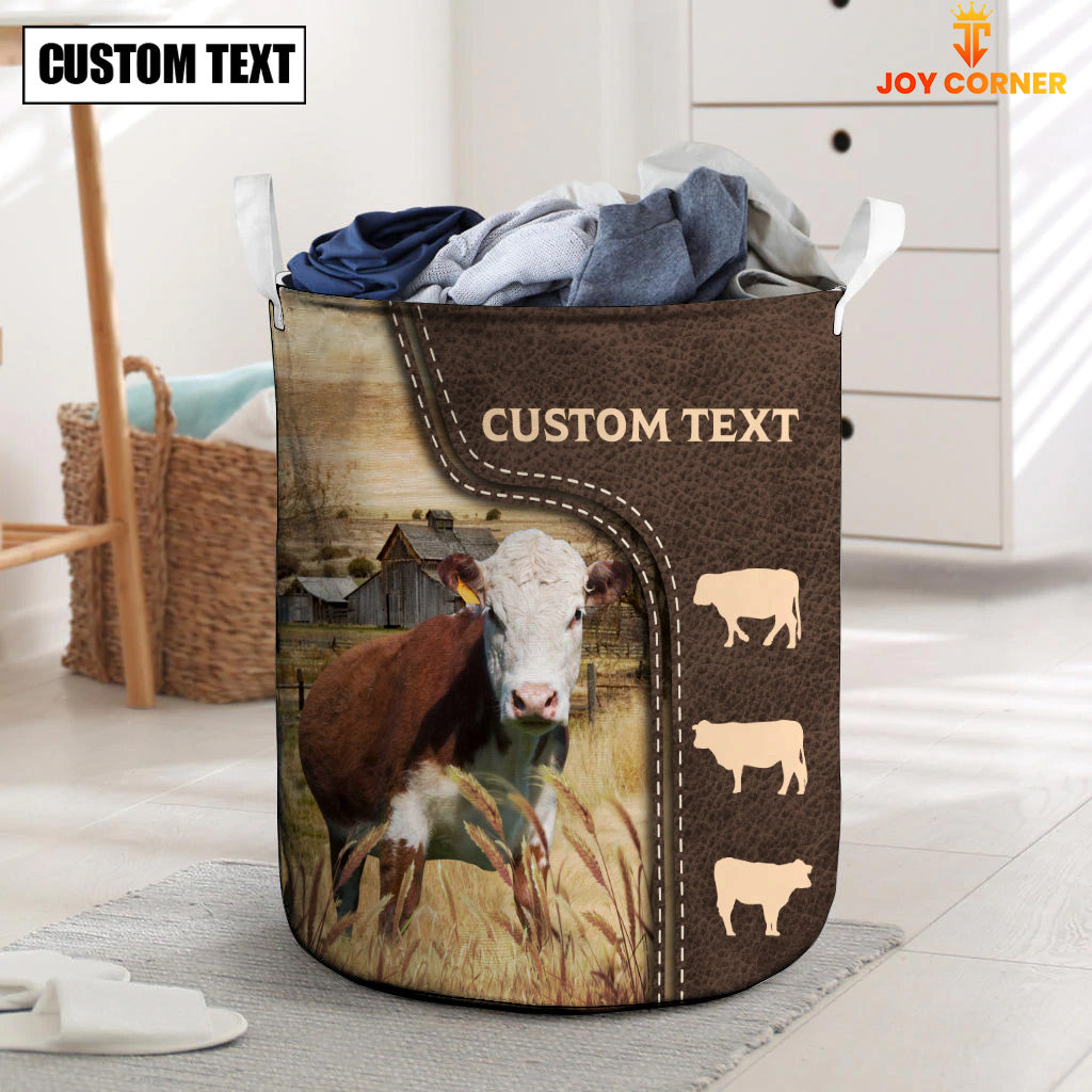 Hereford Custom Name Leather Pattern Laundry Basket
