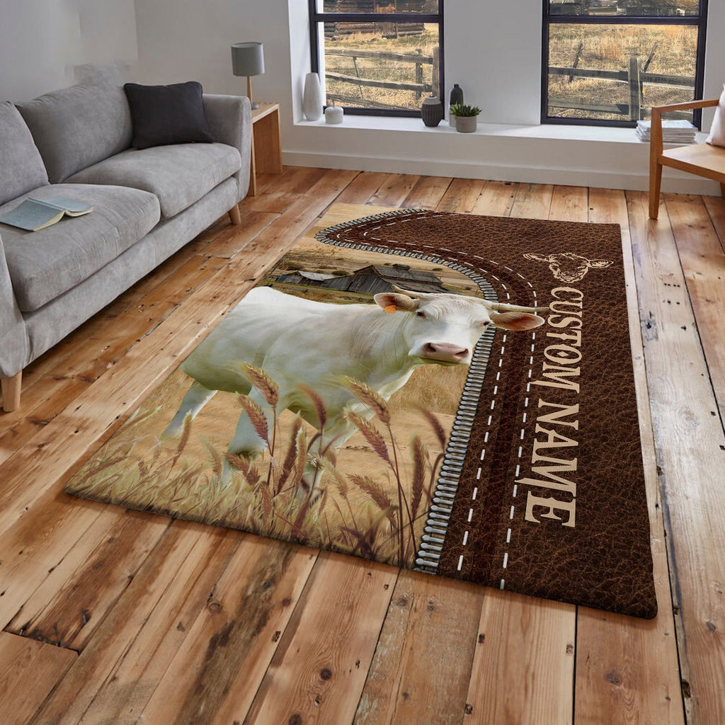 Charolais Farming Personalized Name 3D Rug
