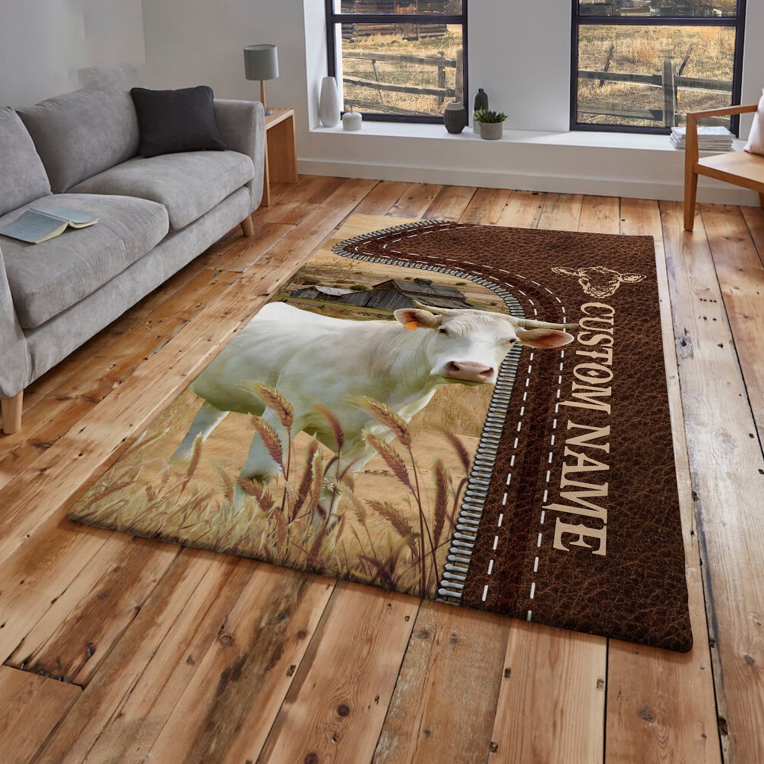 Charolais Farming Personalized Name 3D Rug