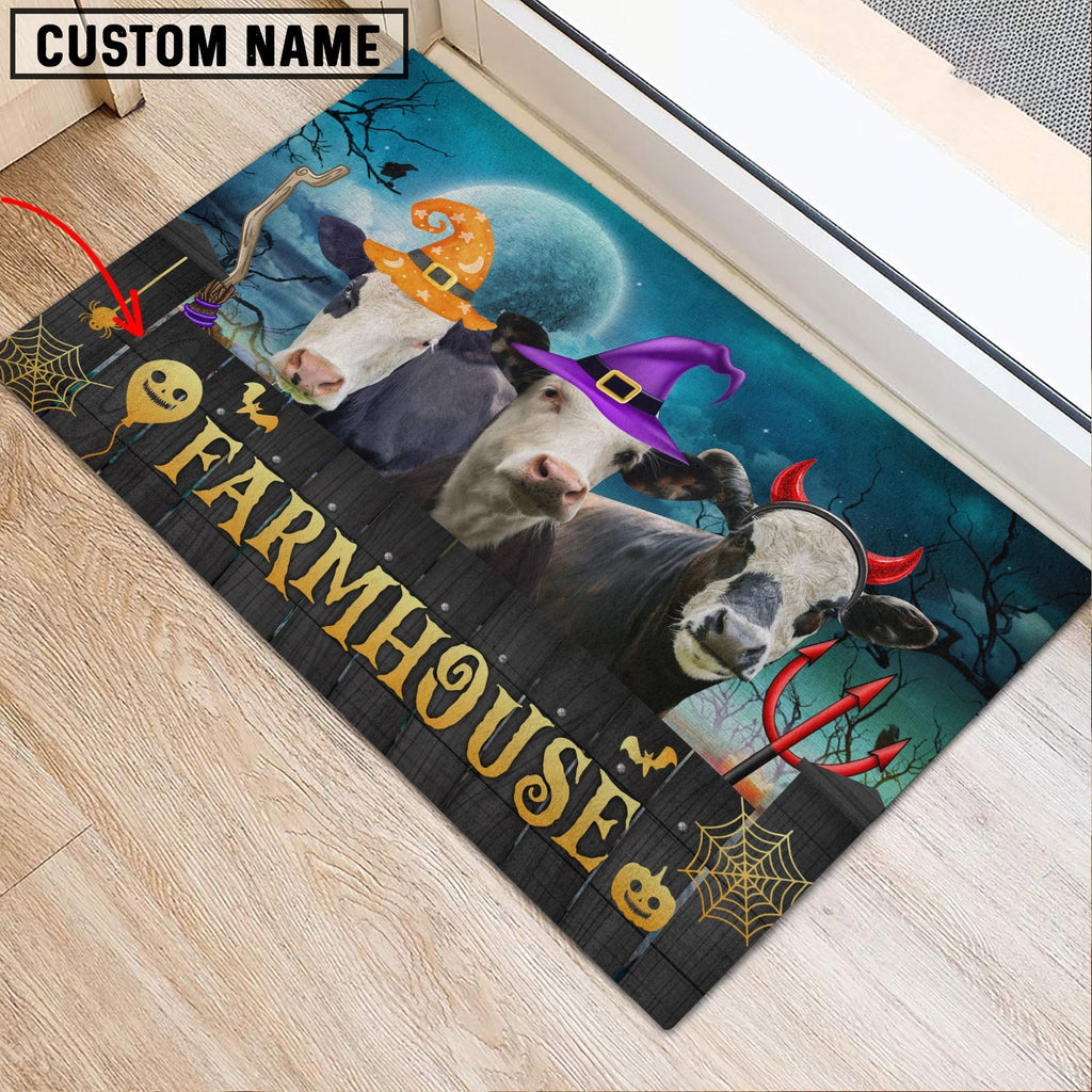 Black Baldy Farmhouse Halloween Custom Name Doormat