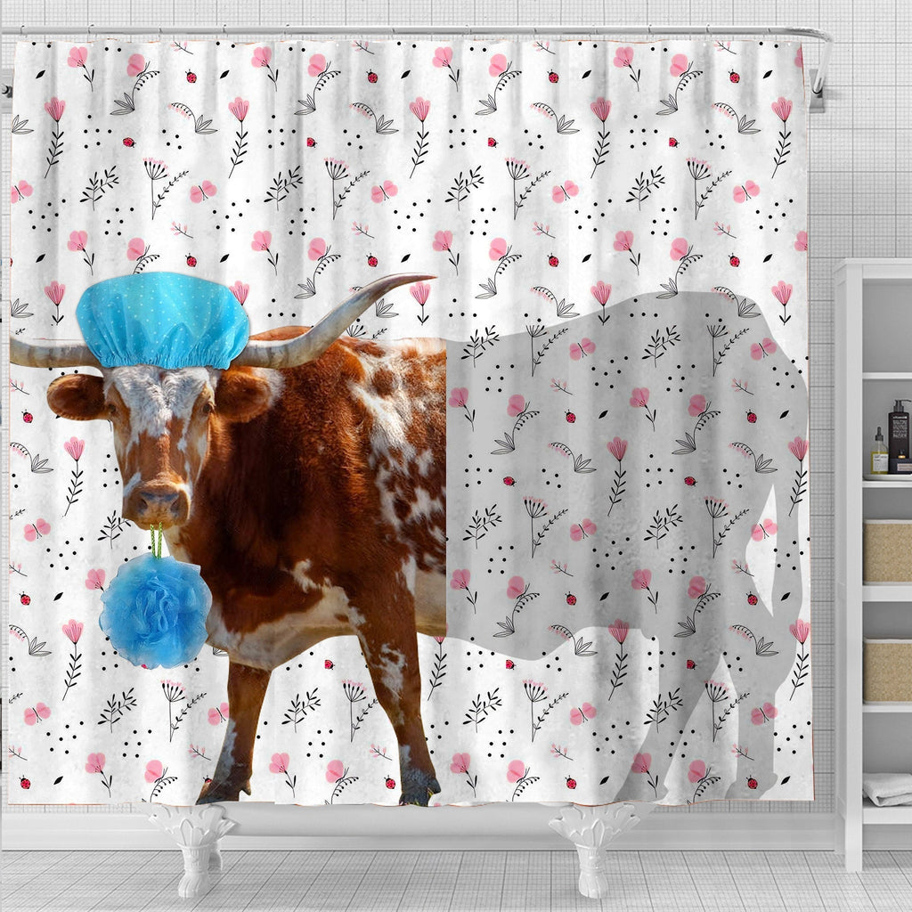 Texas Longhorn Flower 3D Shower Curtain