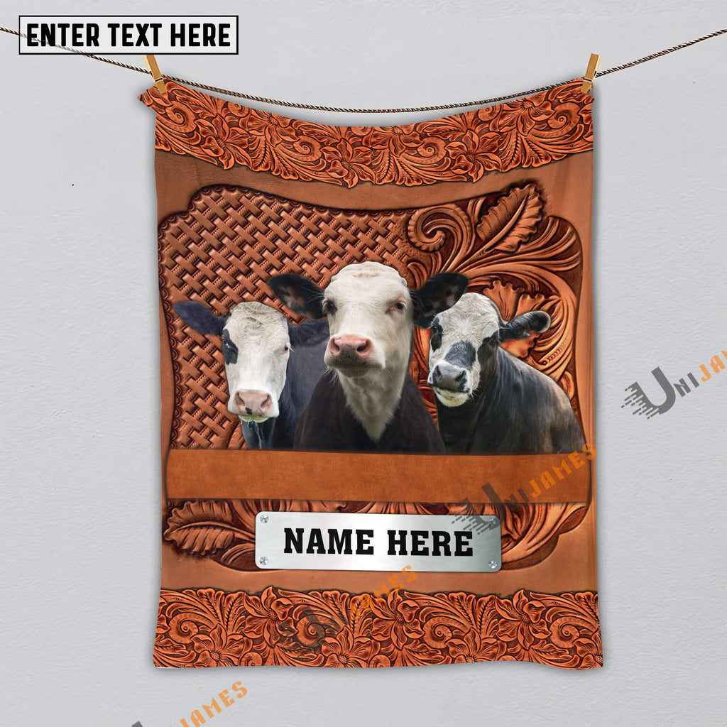 Black Baldy Cattle Farming Life Personalized Name Blanket