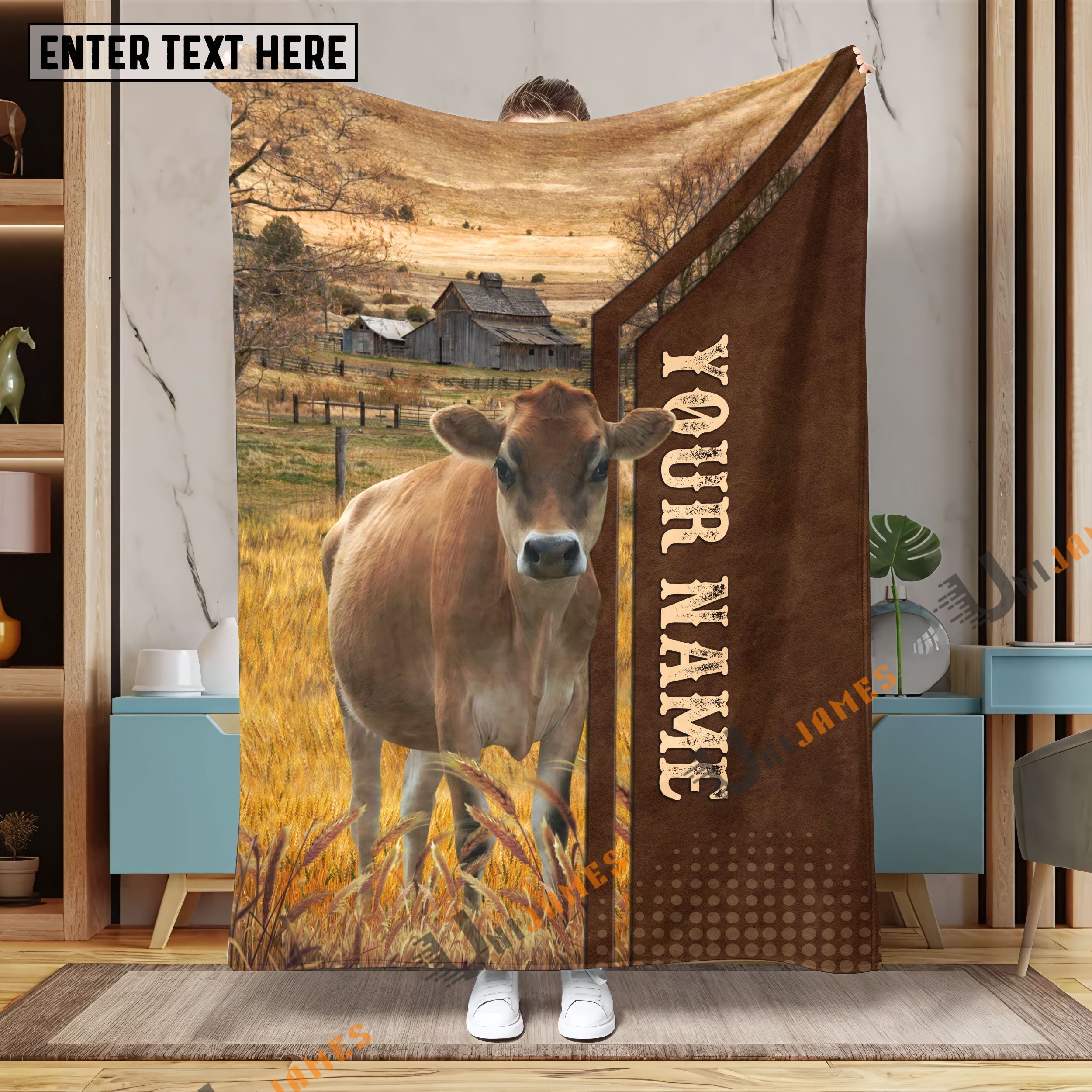 Personalized Name Jersey Farming Life Pattern Blanket