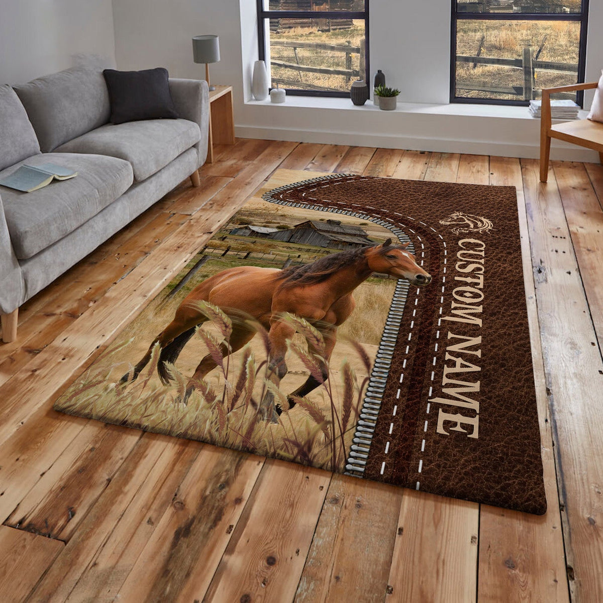 Horse Farming Personalized Name 3D Rug