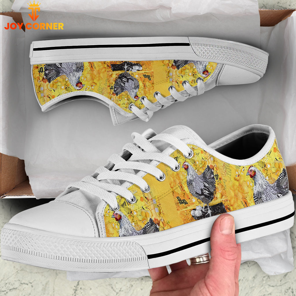 Chicken Yellow Pattern Low Top Shoes