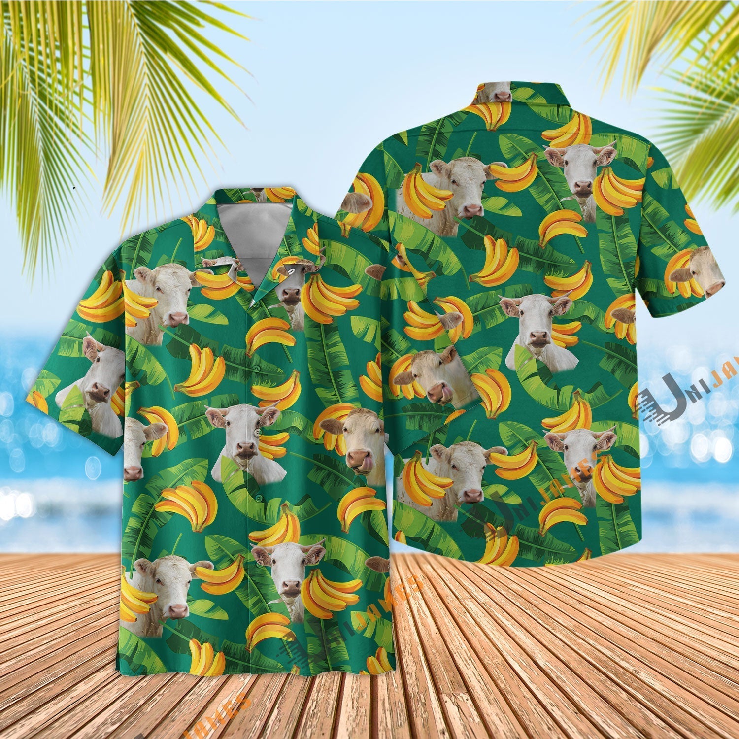 Charolais Banana Green Summer Hawaiian Shirt