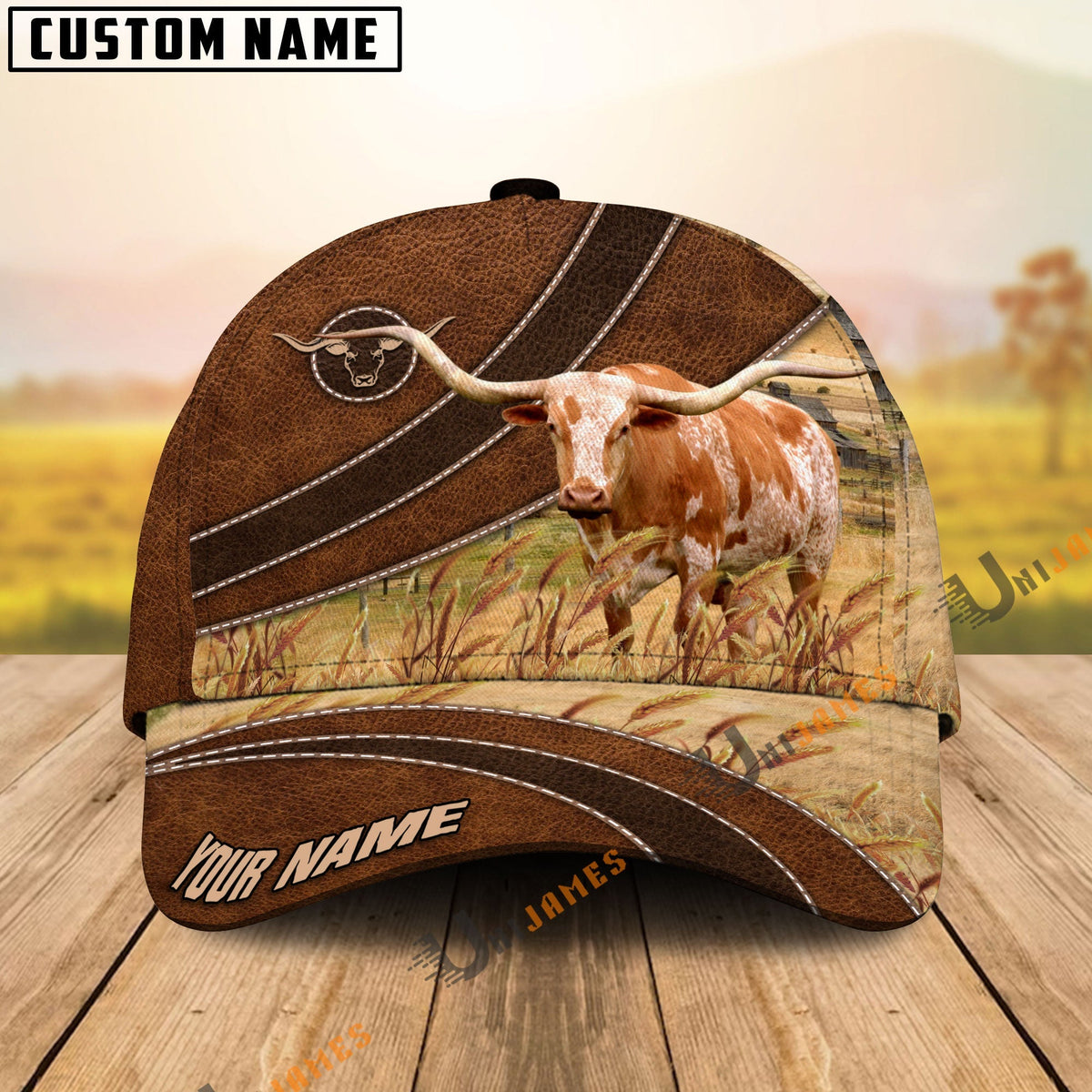 Texas Longhorn Cool Farming Customized Name Cap