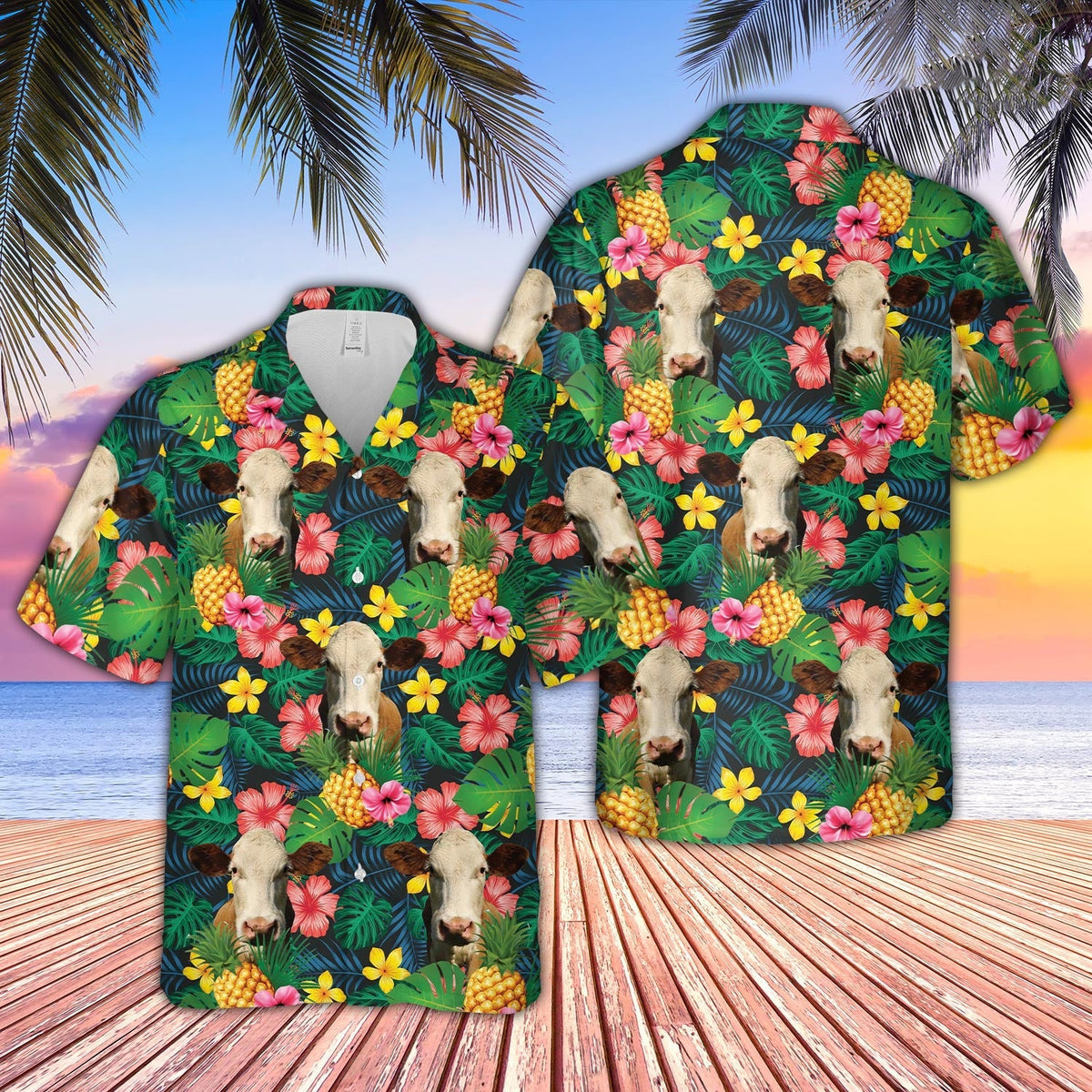 Simmental Summer Pattern 3D Hawaiian Shirt