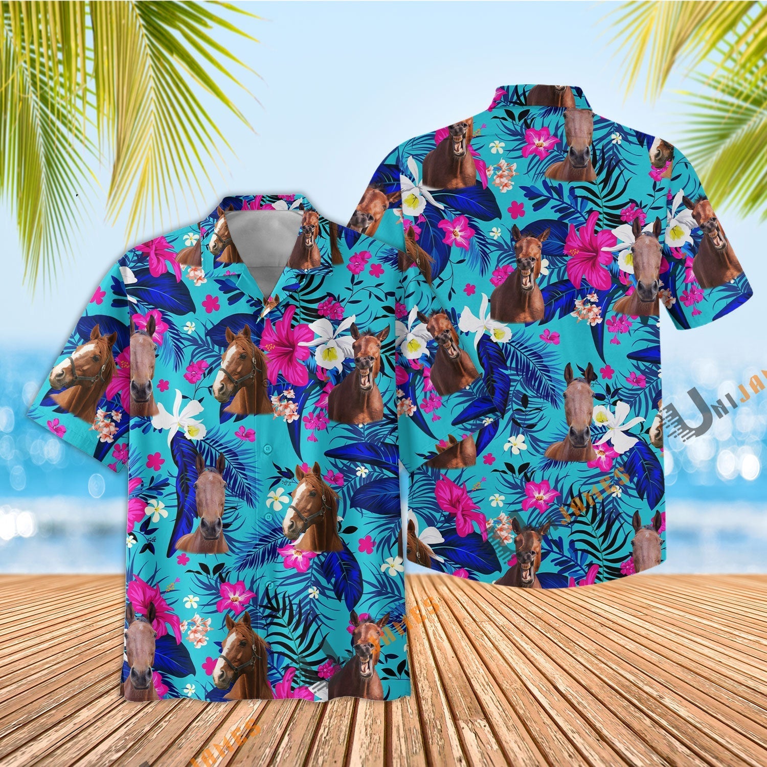 Horse Cool Flower Color Hawaiian Shirt