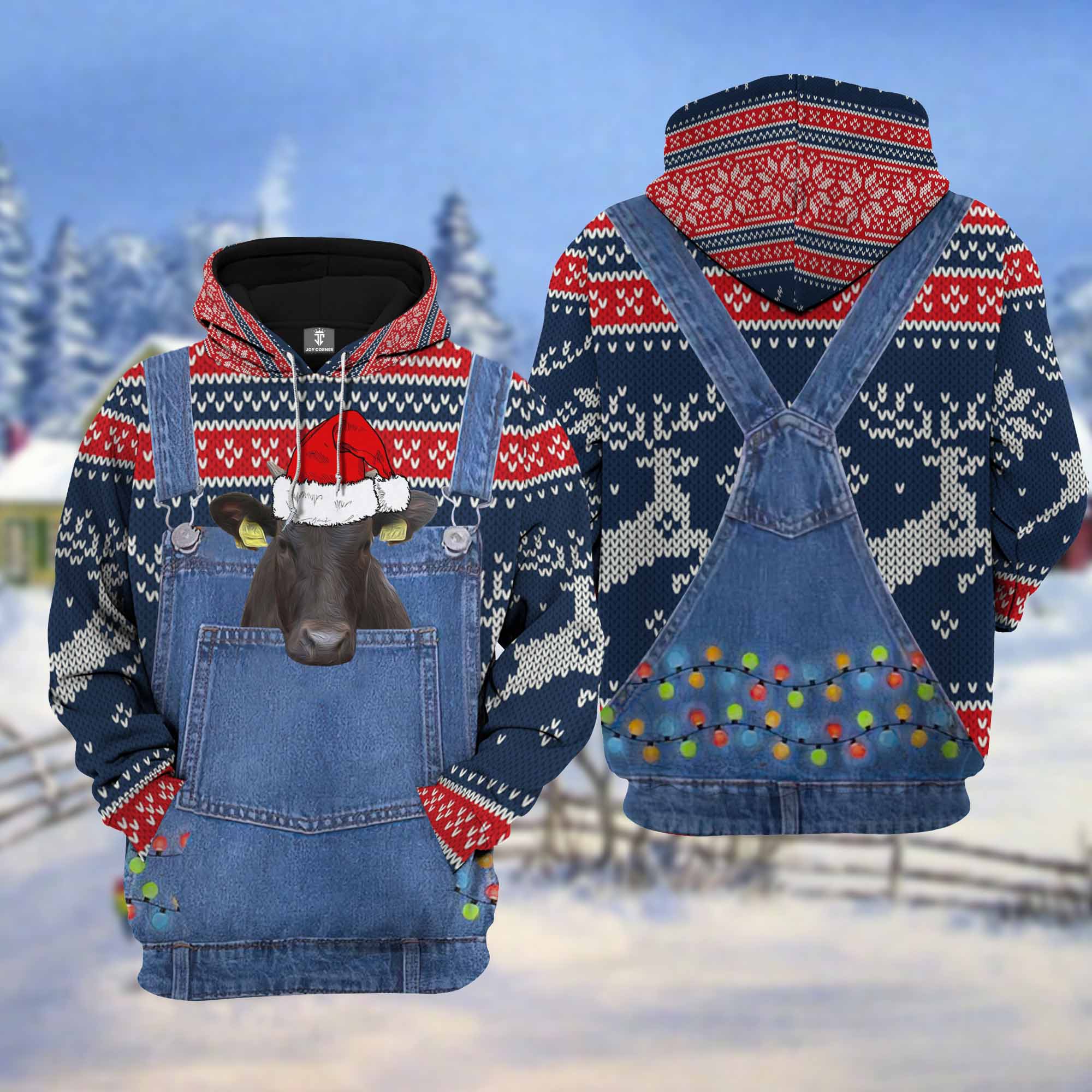 Wagyu Cattle Christmas Knitting Hoddie Pattern 3D