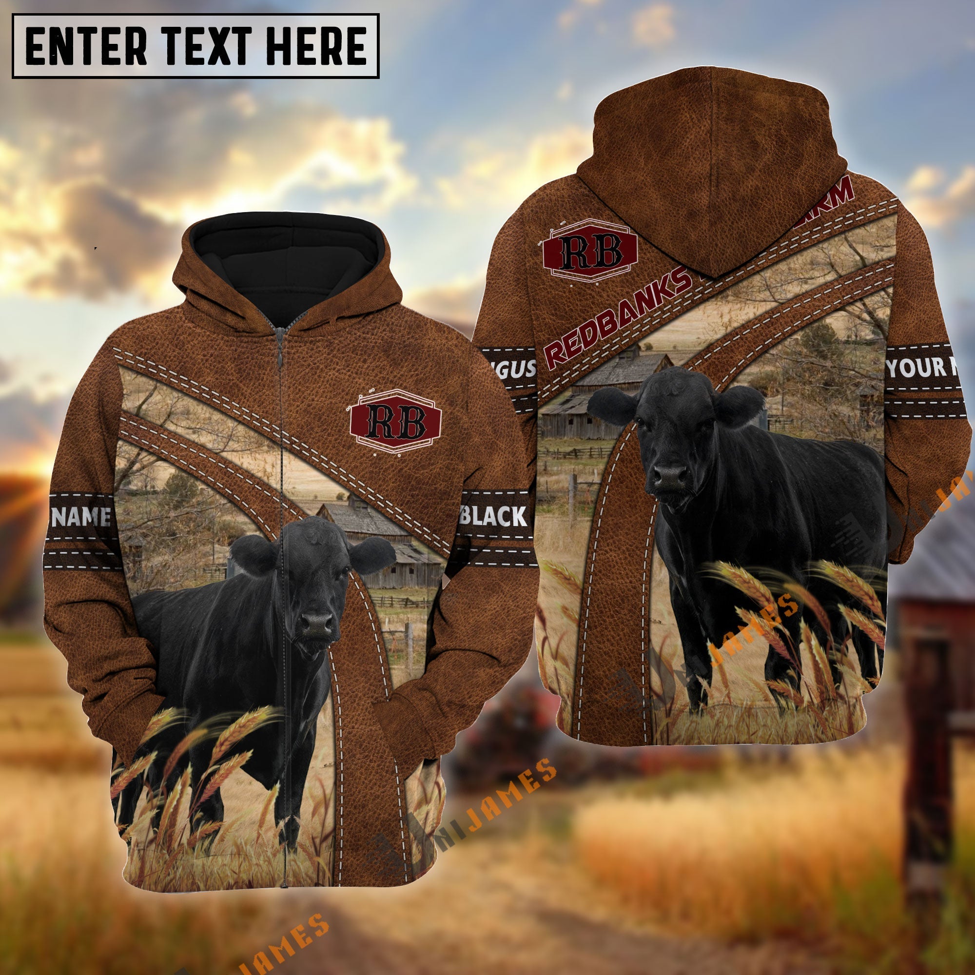 Personalized Name Farm Black Angus Cattle Hoodie 2 For Redbanks Beef Farm
