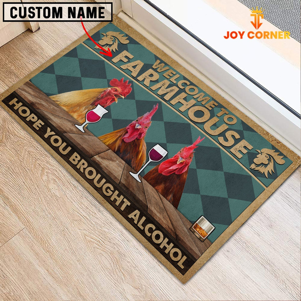 Rooster Hope You Bought Alcohol Custom Name Doormat