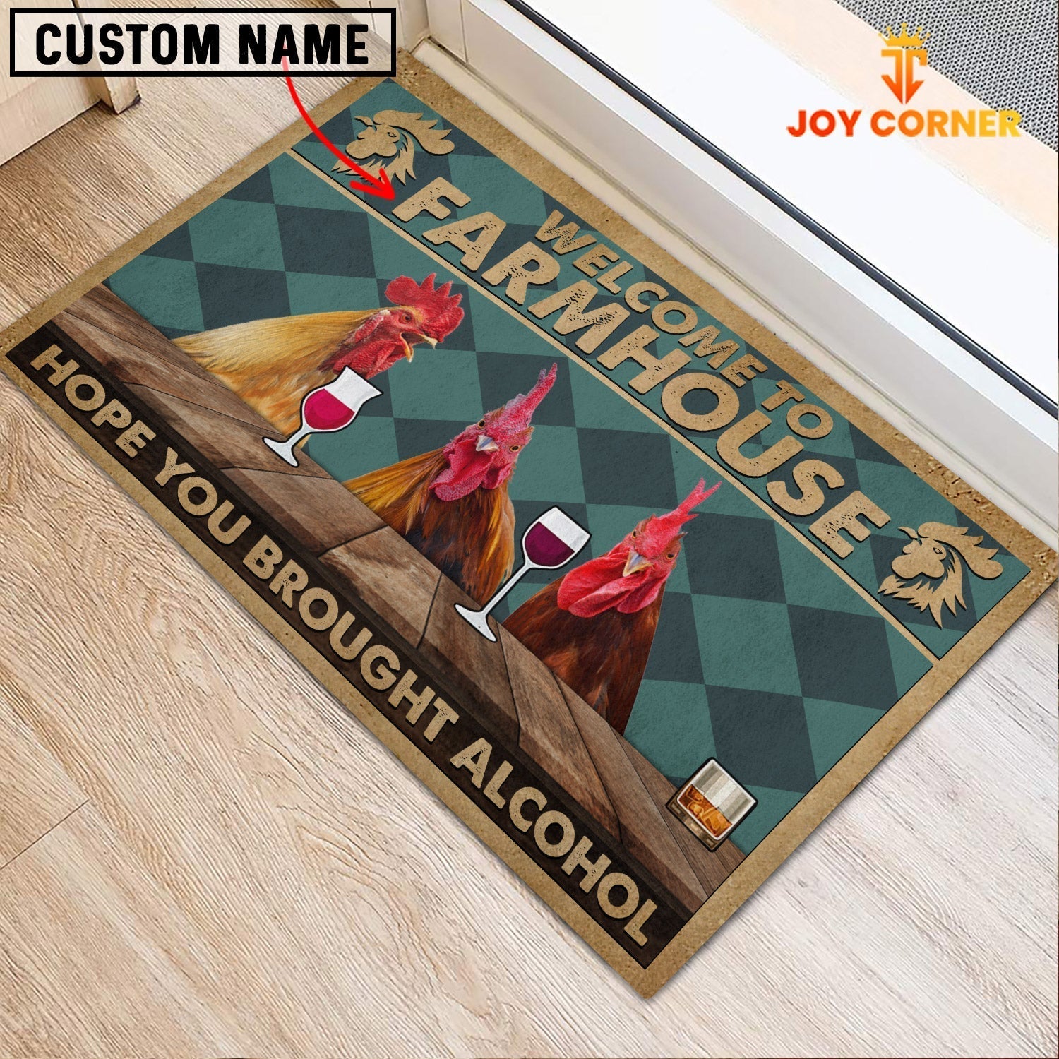 Rooster Hope You Bought Alcohol Custom Name Doormat