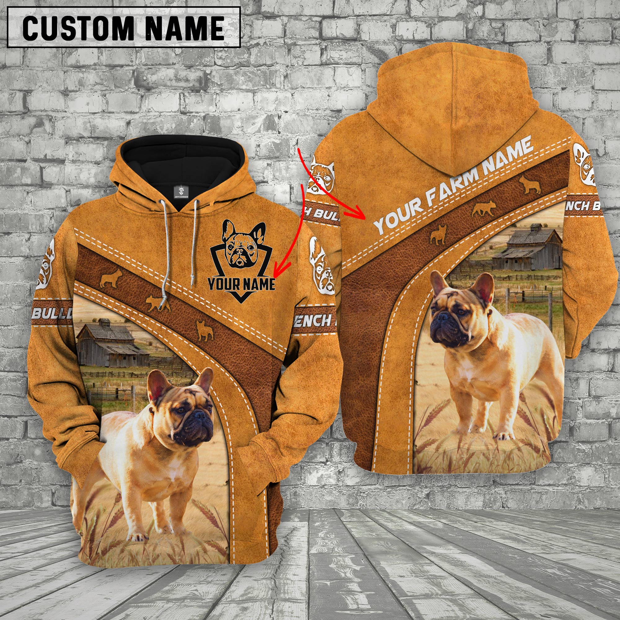 French Bulldog Custom Name Printed 3D Hoodie