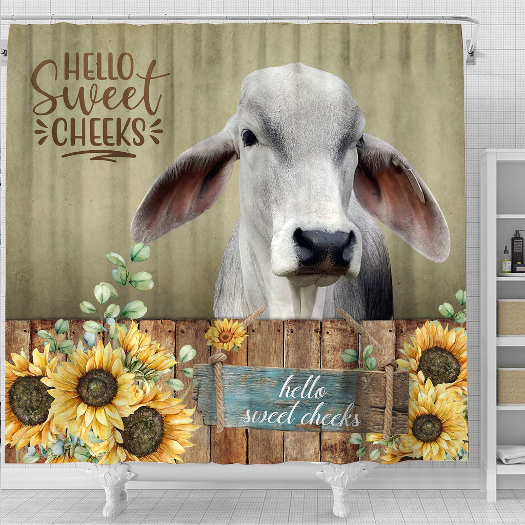 Brahman Cattle Hello Sweet Cheeks 3D Shower Curtain