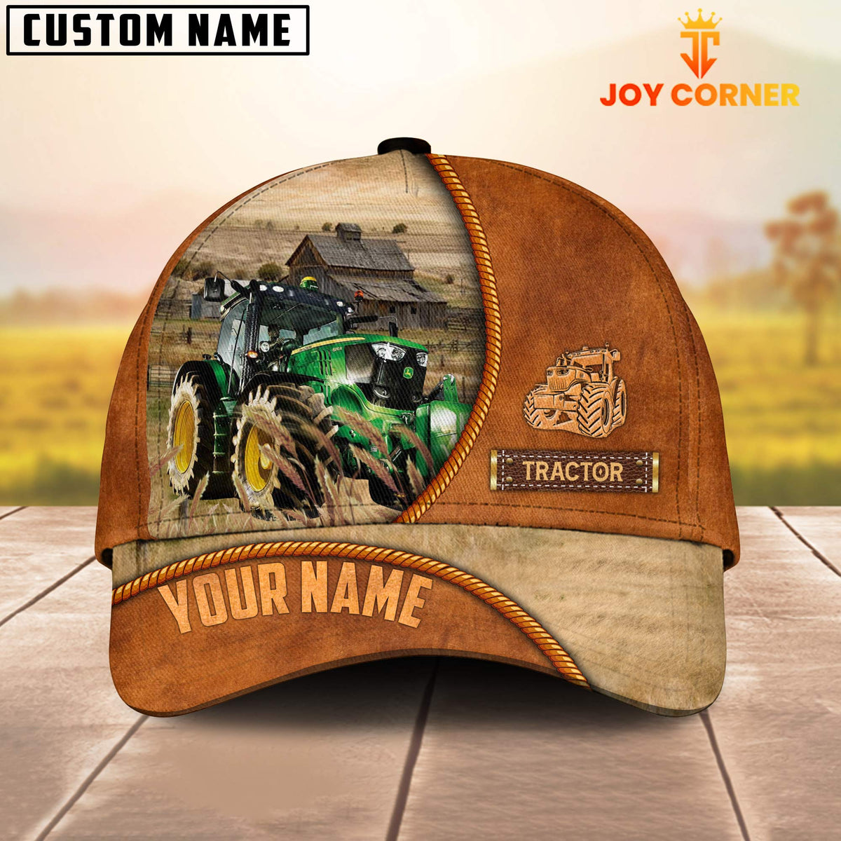 Custom Name Tractor Leather Pattern Cap TT13
