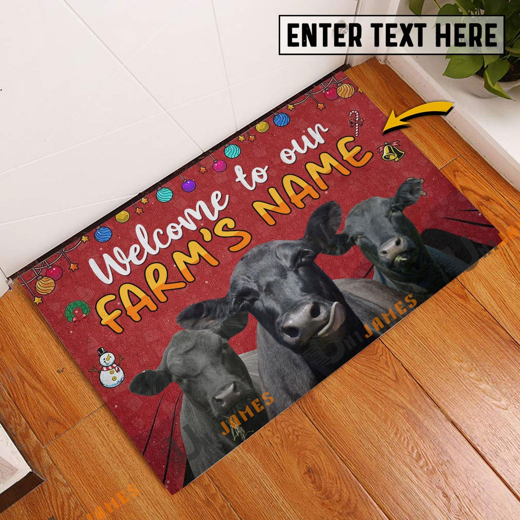Black Angus Christmas Custom Name Doormat