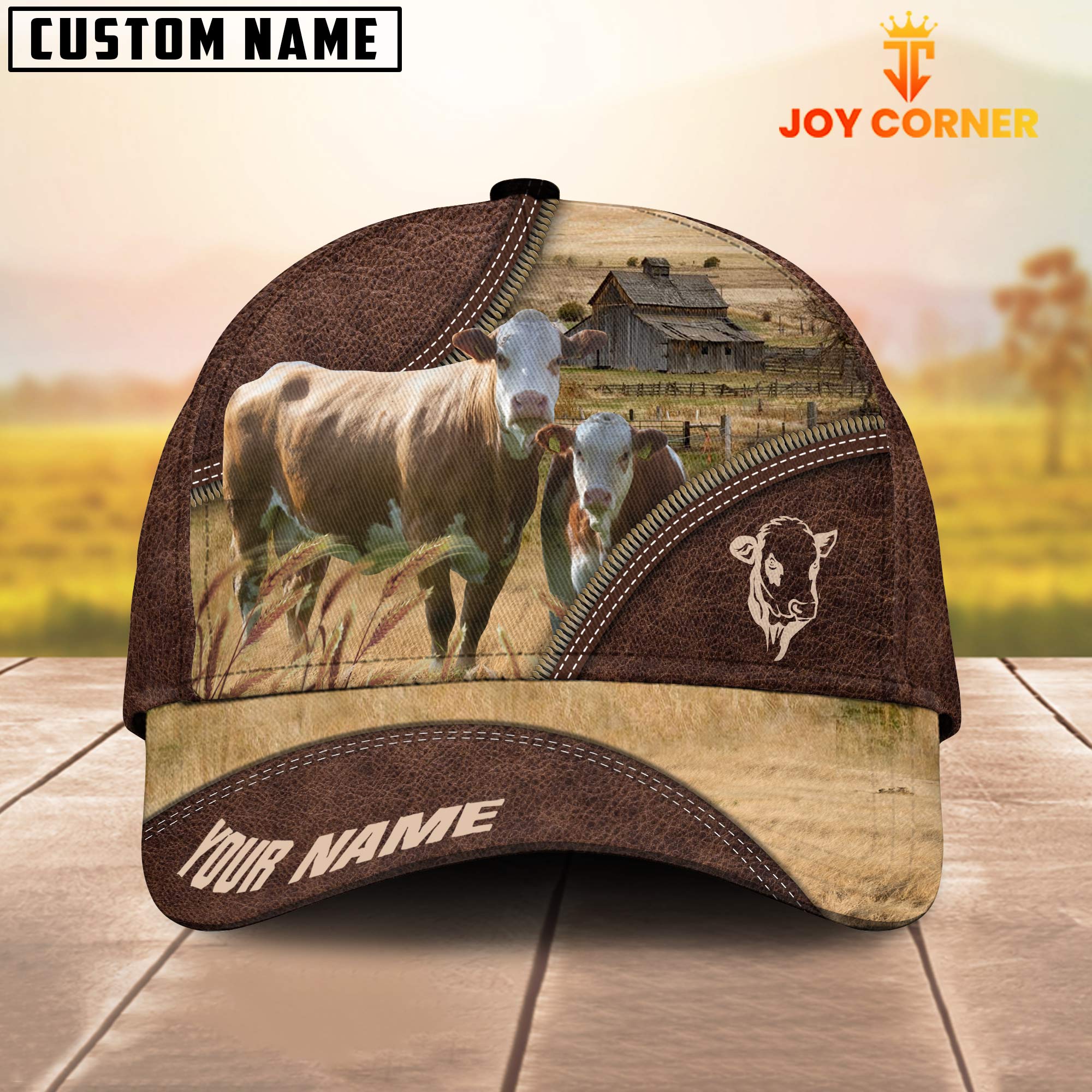 Simmental On The Farm Customized Name 3D Brown Cap