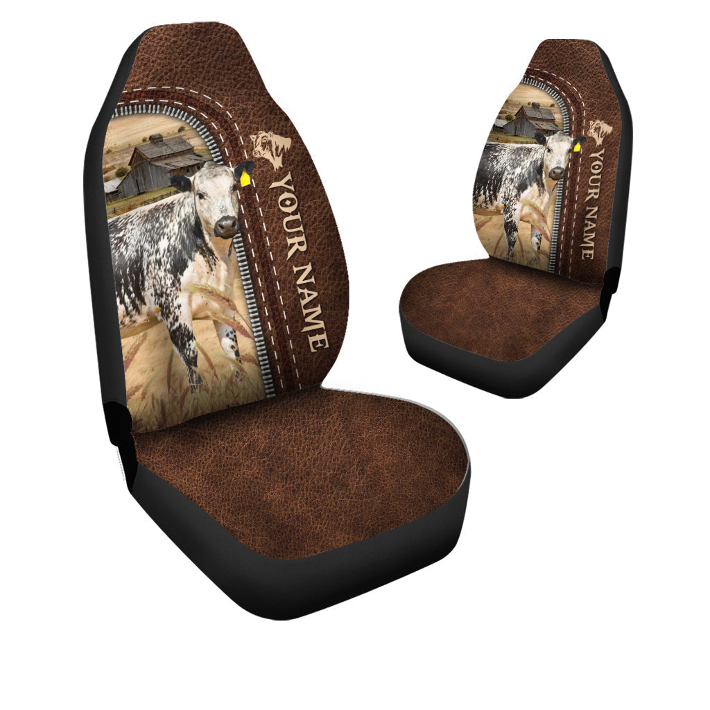 Speckled Park Personalized Name Leather Pattern Car Seat Covers Universal Fit (2Pcs)